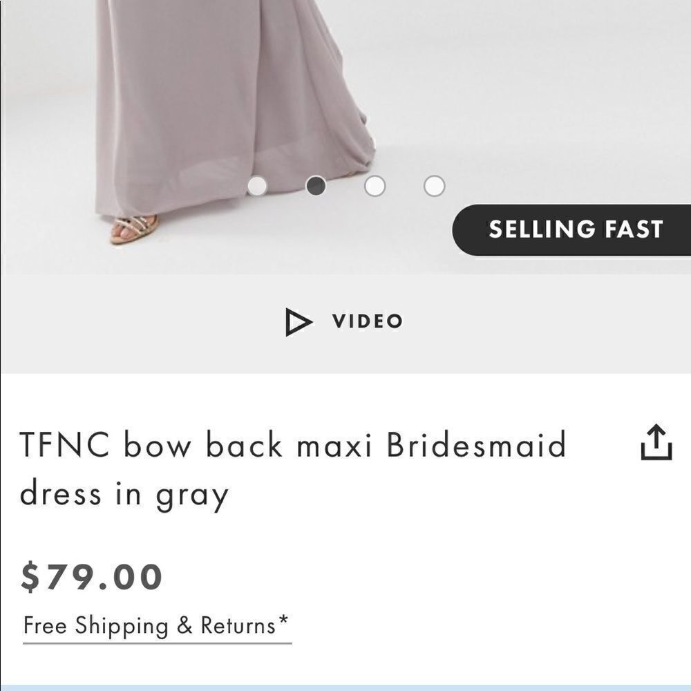 TFNC bow back maxi Bridesmaid dress in gray - Picture 6 of 8